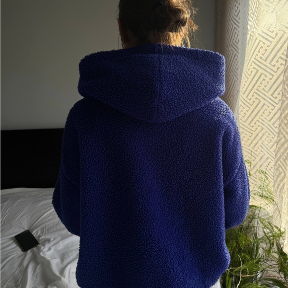 Wild Fable Women's Blue Half-Zip Faux Fur Sherpa Anorak Jacket, M - Picture 4 of 10